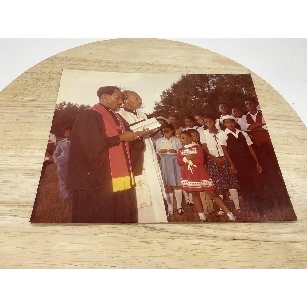 Kodak Color Photo Children Church Group Religious Ceremony 8x10 Vintage